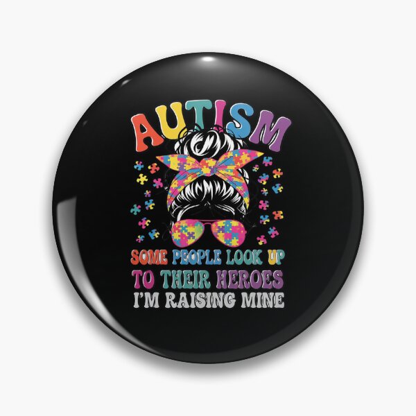 Item preview, Autism Mom Raising Hero Groovy Messy Bun Autism Awareness designed and sold by catsdothingz.