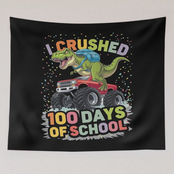 Item preview, I Crushed 100 Days of School Dinosaur Boy  designed and sold by lilLilaBatArt.
