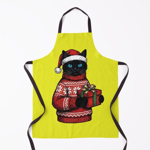 Artikelvorschau, Schwarze Katze Strick-Weihnachtspullover - Weihnachtsmütze Blaue Augen entworfen und verkauft von Abdeelol.