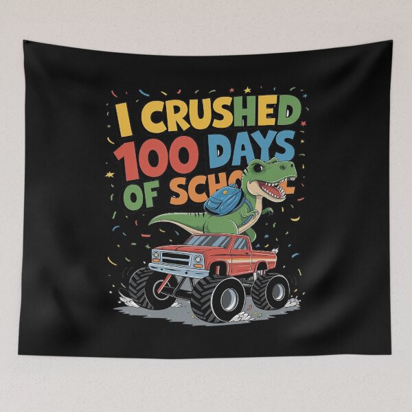 Item preview, I Crushed 100 Days of School Dinosaur  designed and sold by lilLilaBatArt.