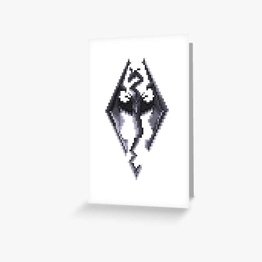 skyrim logo in pixel art art print by marieb73 redbubble redbubble