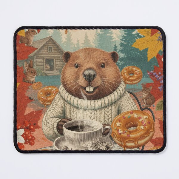 Item preview, Canadian Beaver Coffee And Autumn Donuts Vintage Collage designed and sold by CoffeeinBloom.