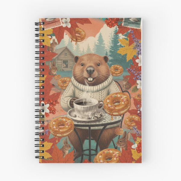 Item preview, Canadian Beaver Coffee And Autumn Donuts Vintage Collage designed and sold by CoffeeinBloom.
