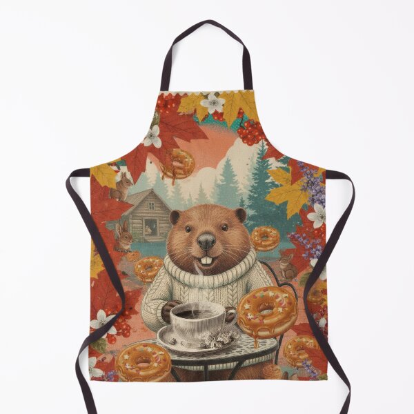 Item preview, Canadian Beaver Coffee And Autumn Donuts Vintage Collage designed and sold by CoffeeinBloom.