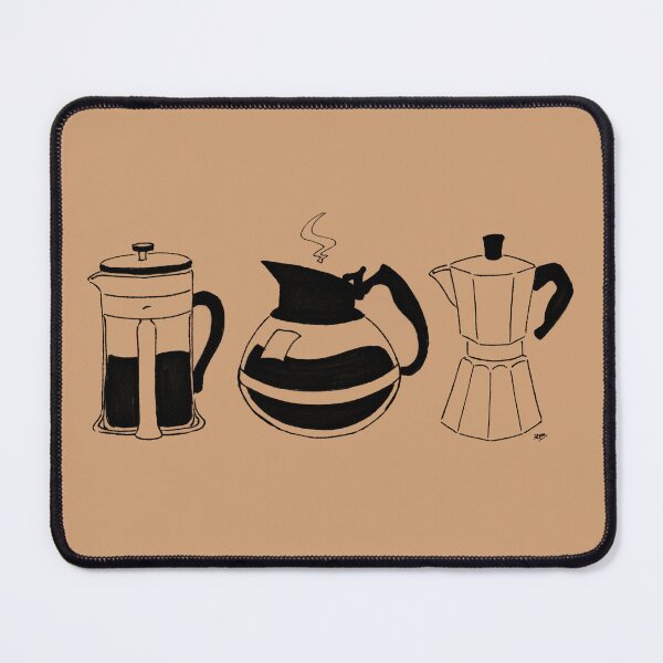 Item preview, Coffee Pot, French Press, Moka Pot Black and White Coffee Illustration designed and sold by A_Guy_With_Art_Supplies.