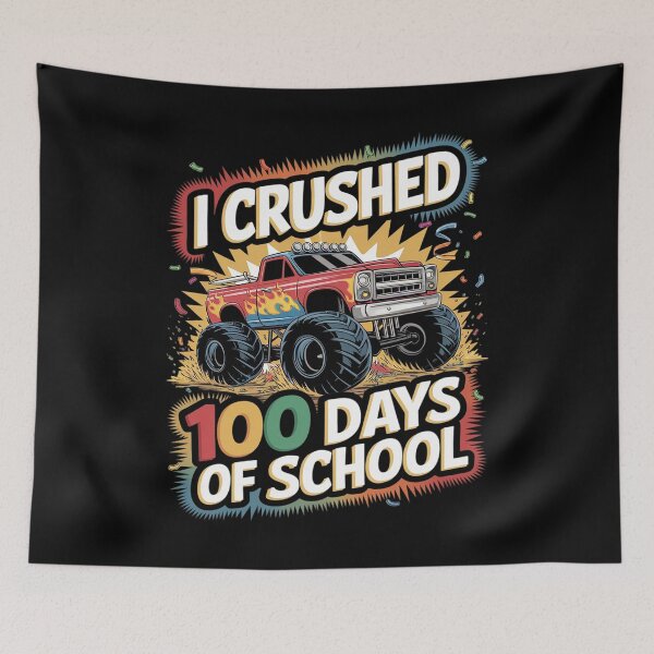 Item preview, I Crushed 100 Days Of School Boys Kids  designed and sold by lilLilaBatArt.