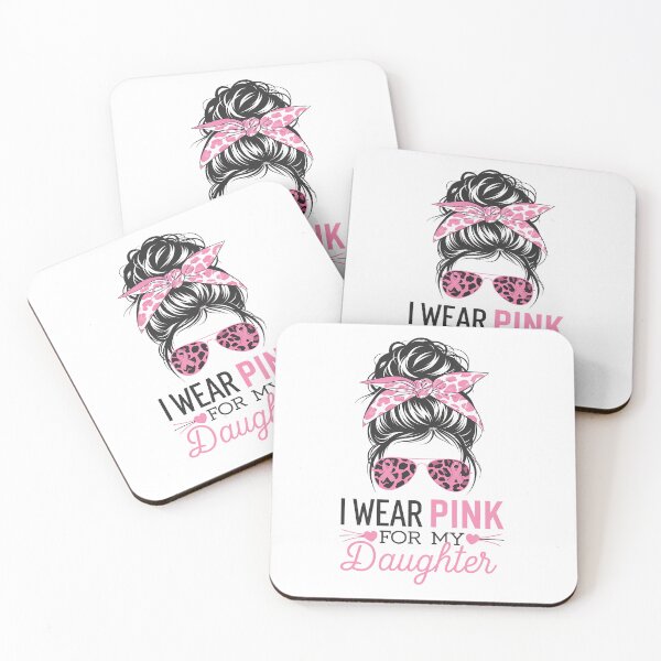 Item preview, I Wear Pink For My Daughter Messy Bun Breast Cancer Support designed and sold by catsdothingz.