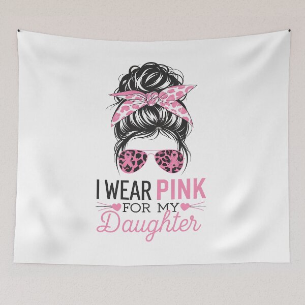 Item preview, I Wear Pink For My Daughter Messy Bun Breast Cancer Support designed and sold by catsdothingz.
