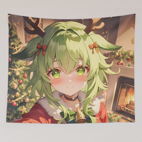 Item preview, Kuki Shinobu Genshin Impact Christmas Reindeer Festive Warm Cozy Holiday Glow designed and sold by thedarvills.