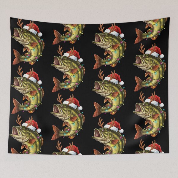 Item preview, Christmas Bass Santa Hat With Lights Fishing Fishermen Angle Men Boys designed and sold by jakaun.