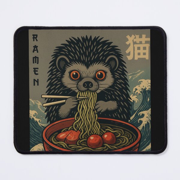 Artikelvorschau, Ramen-Katze mit Igel-Motiv – Geschenk für Feinschmecker entworfen und verkauft von FemmeForge.