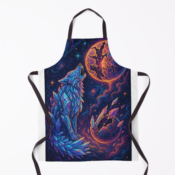 Item preview, Neon Crystal Wolf Howling at Fractured Cosmic Planets designed and sold by Expl0rer.