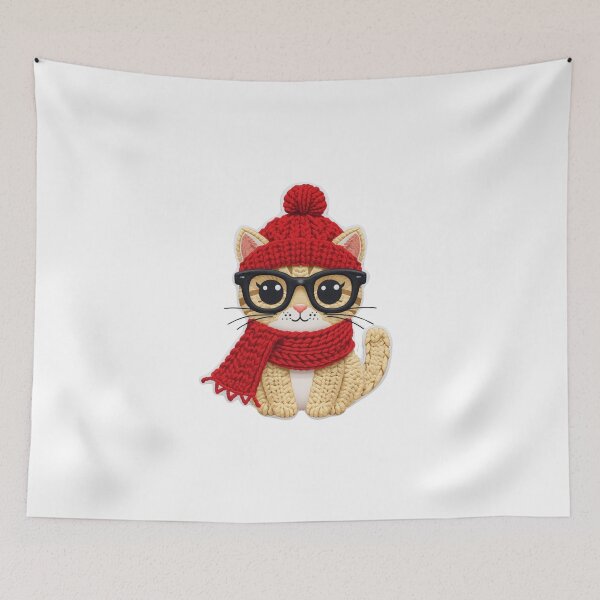 Item preview, Cat with Red Hat and Glasses designed and sold by ManhattanStyle.