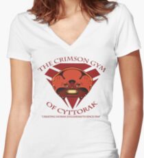 The Crimson Gym of Cyttorak Women's Fitted V-Neck T-Shirt