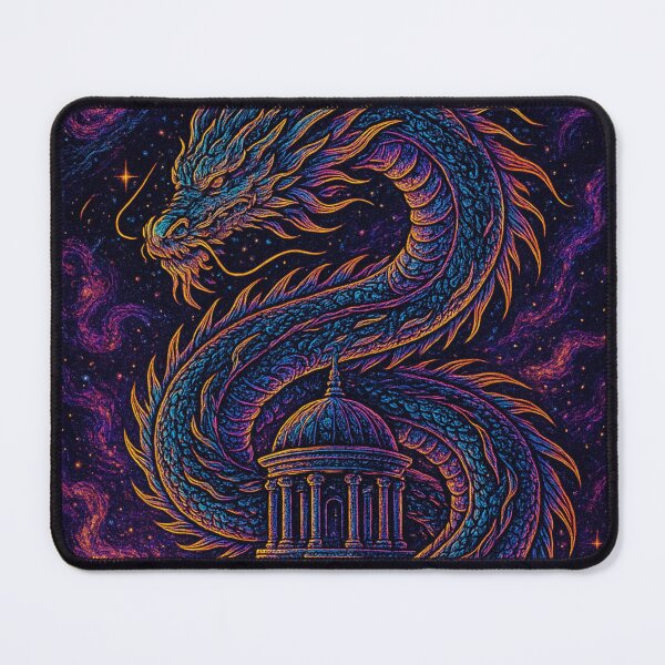 Item preview, Neon Cosmic Dragon Lunar Temple — Celestial Space Art designed and sold by Expl0rer.