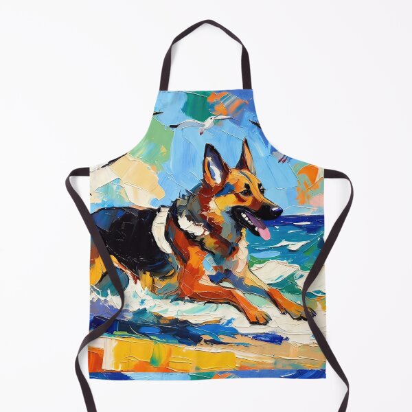 Item preview, Energetic German Shepherd Beach Run with Seagulls designed and sold by ChrisButler.