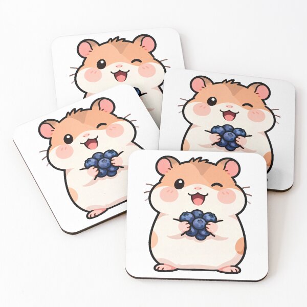 Item preview, Cute Hamster Holding Blueberries - Kawaii Pet Illustration designed and sold by RudArtAI.