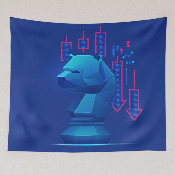 Item preview,  stock market bearish or business metaphor, graphic of bear chess piece with stock market element designed and sold by NiamLab.