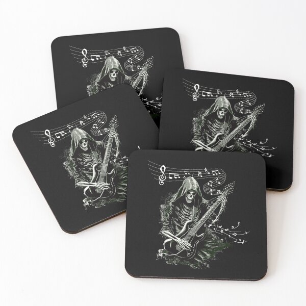 Item preview, Skeleton Guitarist Hooded Skull Rock Band Music Concert designed and sold by PugD.