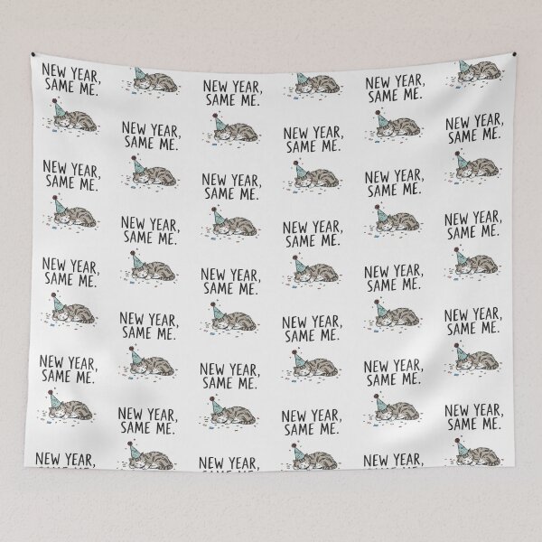 Item preview, New Year Same Me Funny Sleeping Cat - Anti Resolution Humor Holiday designed and sold by FestivityFinds.