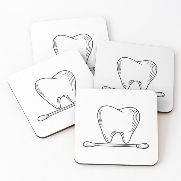Item preview, A tooth resting beside a cotton swab on the table designed and sold by rasagamastore.