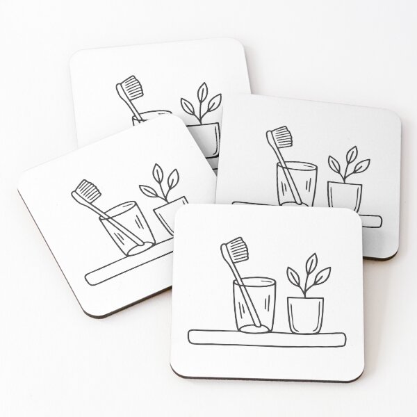 Item preview, A toothbrush inside glass beside a small plant on the sink designed and sold by rasagamastore.