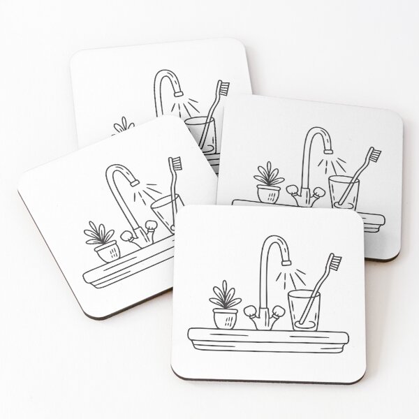 Item preview, A toothbrush inside glass beside a small plant on the sink edge designed and sold by rasagamastore.