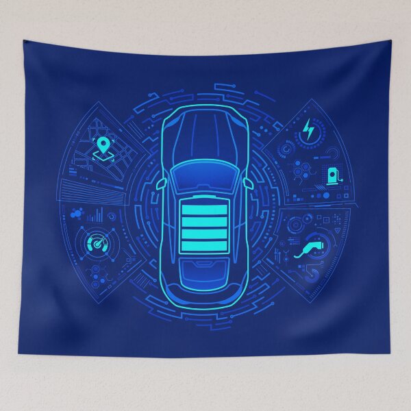 Item preview, EV or electric vehicle technology, graphic of electric car presented by front view with futuristic interface designed and sold by NiamLab.