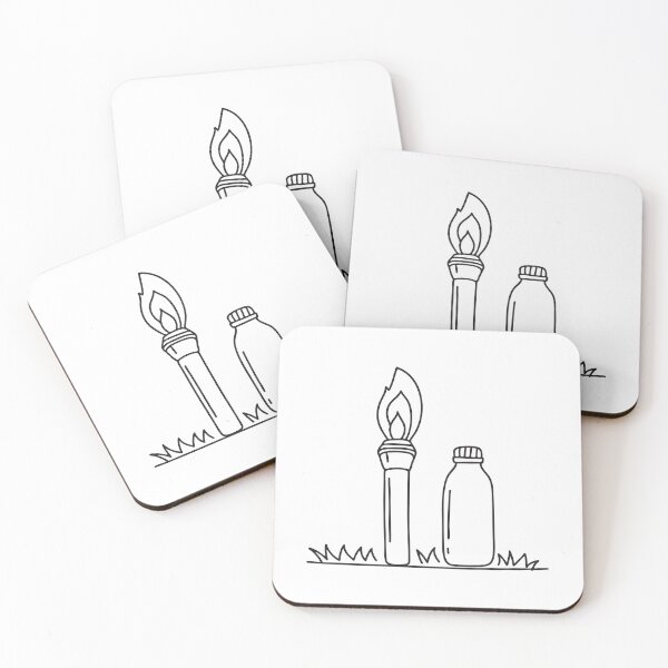 Item preview, A torch placed beside a water bottle on the grass designed and sold by rasagamastore.
