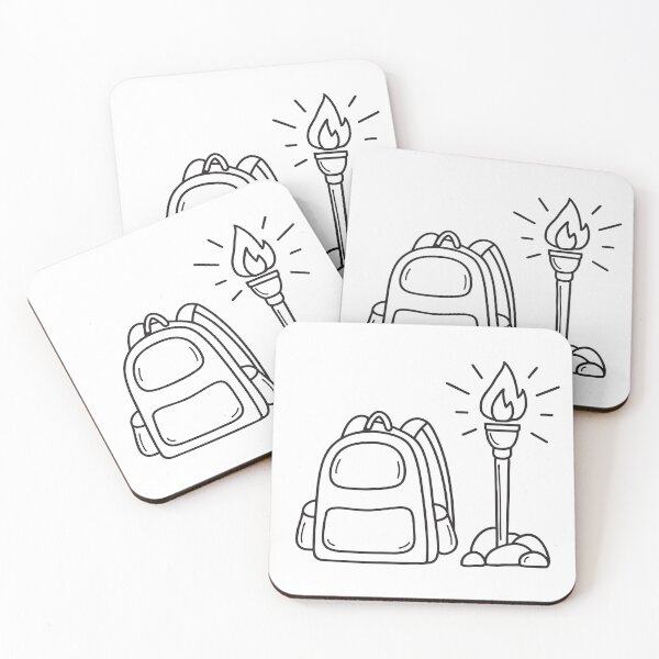 Item preview, A torch resting on rock beside a backpack on the ground designed and sold by rasagamastore.