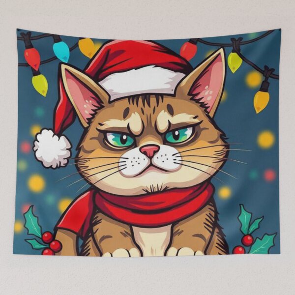 Item preview, Cute Santa Cat Christmas Design designed and sold by Wizdem Artworkz.