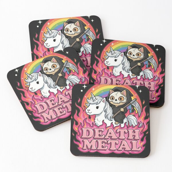 Item preview, Death Metal - Cute Kawaii Grim Reaper Cat on Unicorn designed and sold by AdyKurniawan.