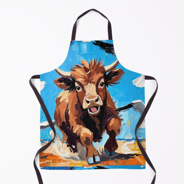 Item preview, Happy Highland Calf Chasing Seagulls at the Beach designed and sold by ChrisButler.