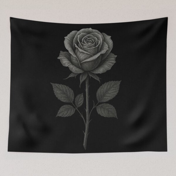 Item preview, Gothic Black Rose Art – Dark Floral Illustration – Elegant Vintage Aesthetic Design designed and sold by Mouraludia.