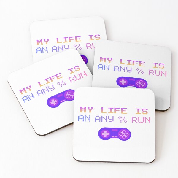 Item preview, Colorful Pixel Gamer Quote – My Life Is an Any% Run designed and sold by PHRASEandSTYLE.