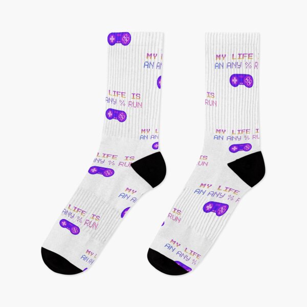 Item preview, Colorful Pixel Gamer Quote – My Life Is an Any% Run designed and sold by PHRASEandSTYLE.