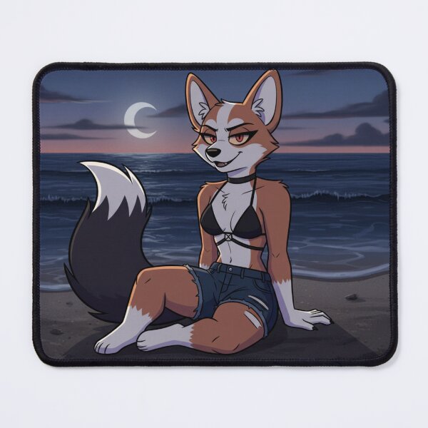 Item preview, Hellhound Corgi on beach, cut off shorts designed and sold by Prestons Corner.