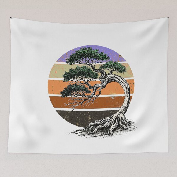 Item preview, Vintage Bonsai – Zen Tree Art with Retro Sunset designed and sold by denip.