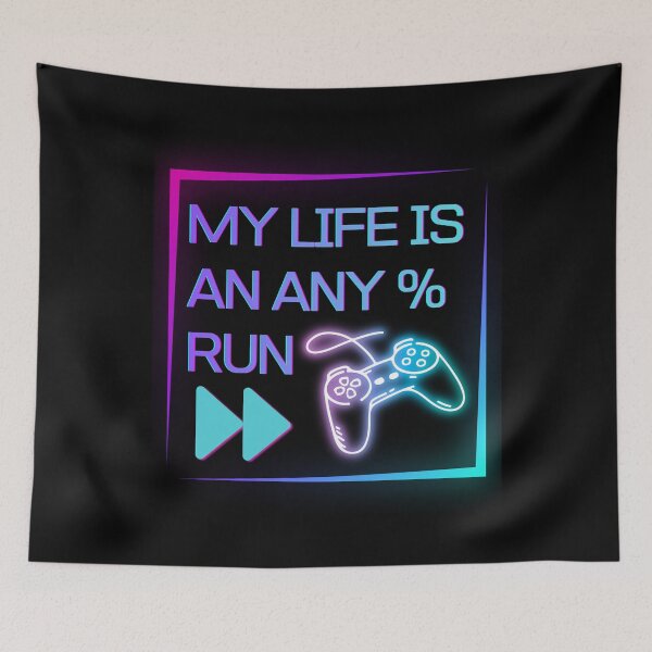 Item preview, My Life Is an Any% Run – Neon Gamer Controller Speedrun Design designed and sold by PHRASEandSTYLE.