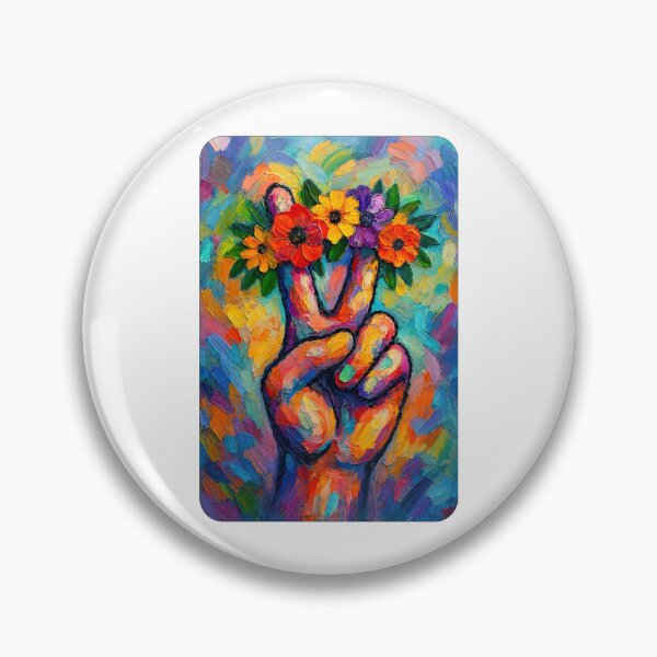 Item preview, Peace Sign, Peace Sign Hand Abstract Art With Flower Crown, Emoji with peace sign designed and sold by graphic-genie.