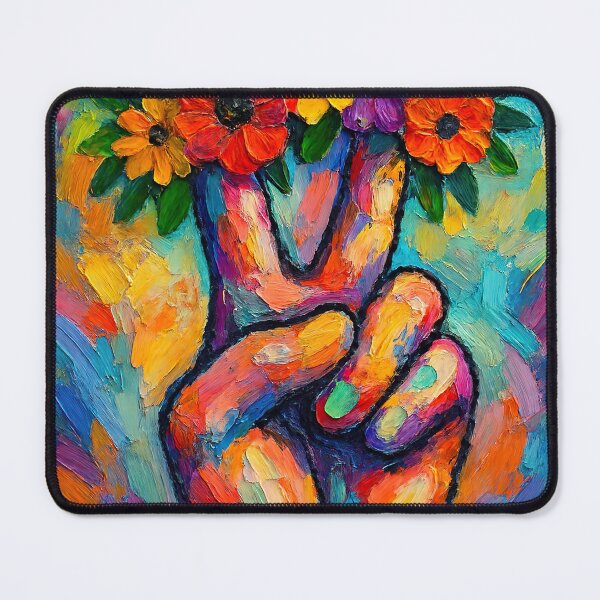 Item preview, Peace Sign, Peace Sign Hand Abstract Art With Flower Crown, Emoji with peace sign designed and sold by graphic-genie.