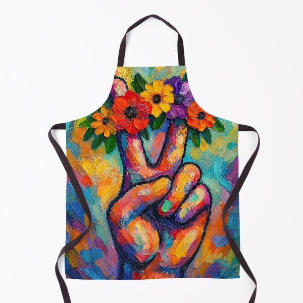 Artikelvorschau, Friedenszeichen, abstrakte Kunst mit Friedenszeichen-Hand und Blumenkranz, Emoji mit Friedenszeichen entworfen und verkauft von graphic-genie.