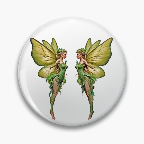Item preview,  Flying High- Fairy Wings No. 004/ Twin Blossoms – Green Forest Fairies in Flight designed and sold by FaerieFusion.