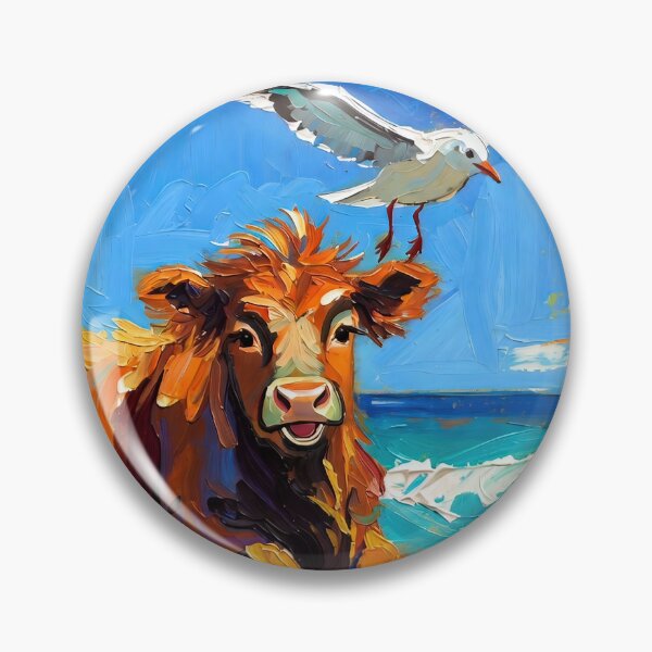 Item preview, Happy Highland Calf Chasing Seagulls on the Beach designed and sold by ChrisButler.