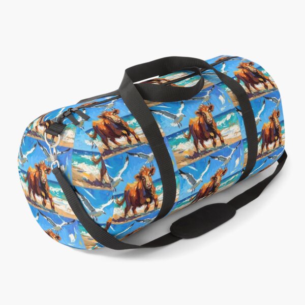Item preview, Happy Highland Calf Chasing Seagulls on the Beach designed and sold by ChrisButler.