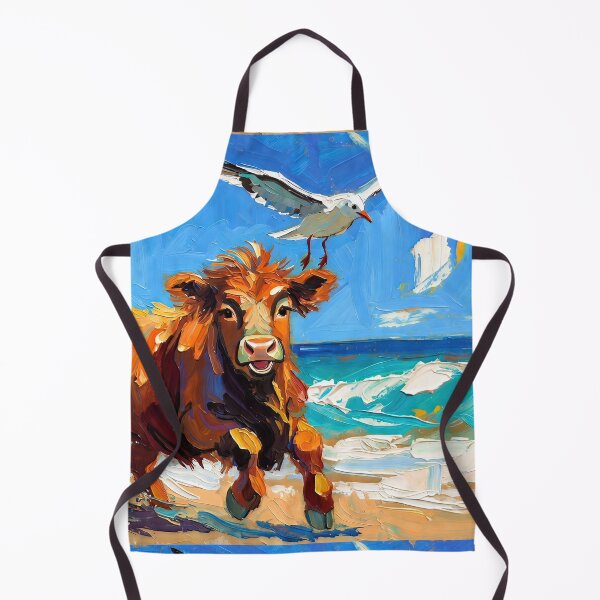 Item preview, Happy Highland Calf Chasing Seagulls on the Beach designed and sold by ChrisButler.