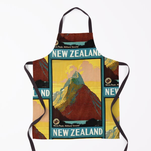 Item preview, Vintage New Zealand Travel Poster | Mitre Peak Milford Sound Art | Art Deco Style Wall Decor | Bold Colorful Retro Print designed and sold by artofuniverse.