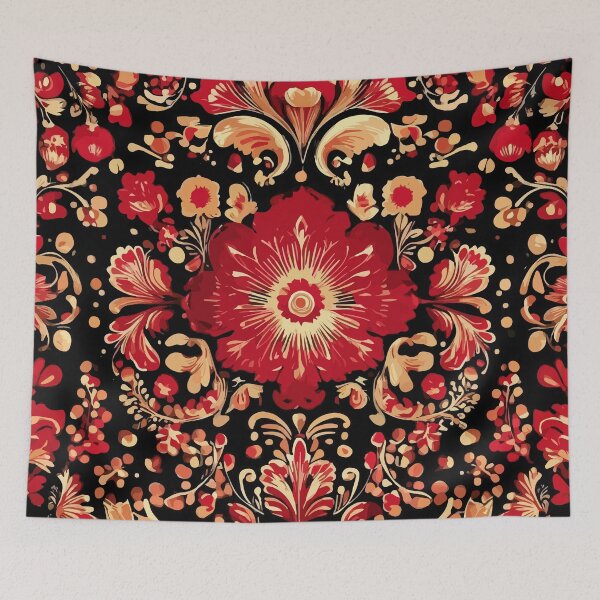 Item preview, Khokhloma Christmas watercolor pattern designed and sold by Grypis.