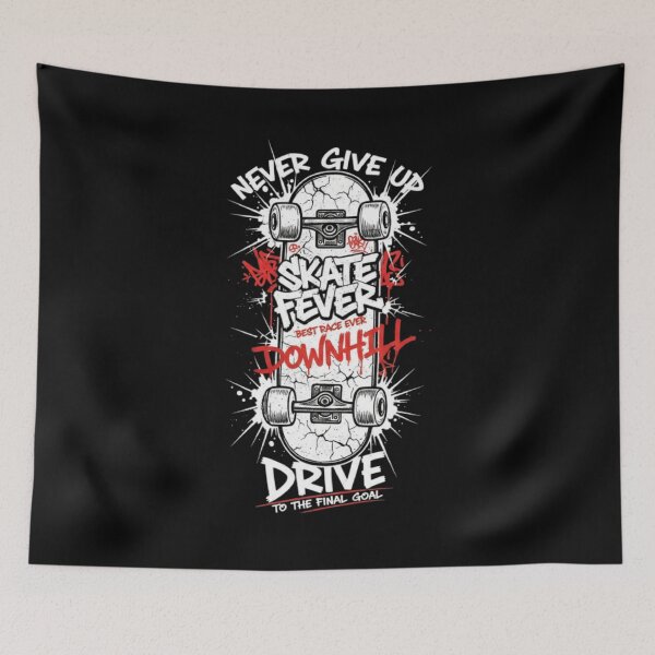 Item preview, Never Give Up – Skate Fever Downhill Graffiti Streetwear designed and sold by ALL ART .
