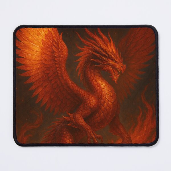 Item preview, Blazing Phoenix-Dragon Hybrid Rising from Flames – Fiery Fantasy Art designed and sold by leen12 Art Designs Prints.